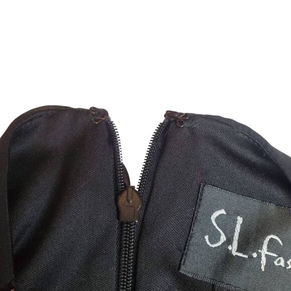 S.L Fashions Black Chiffon Embellished Tiered Holiday Cacktail Party Dress Women - Picture 6 of 8